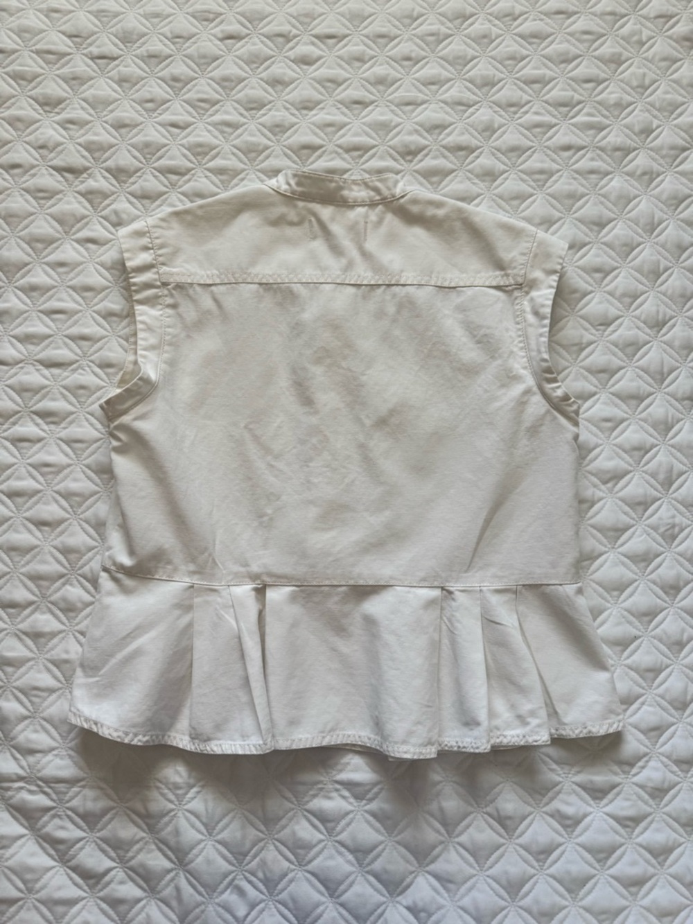 Madewell White Hidden Button Placket Sleeveless Pleated Peplum Top Size 2 - Picture 14 of 16